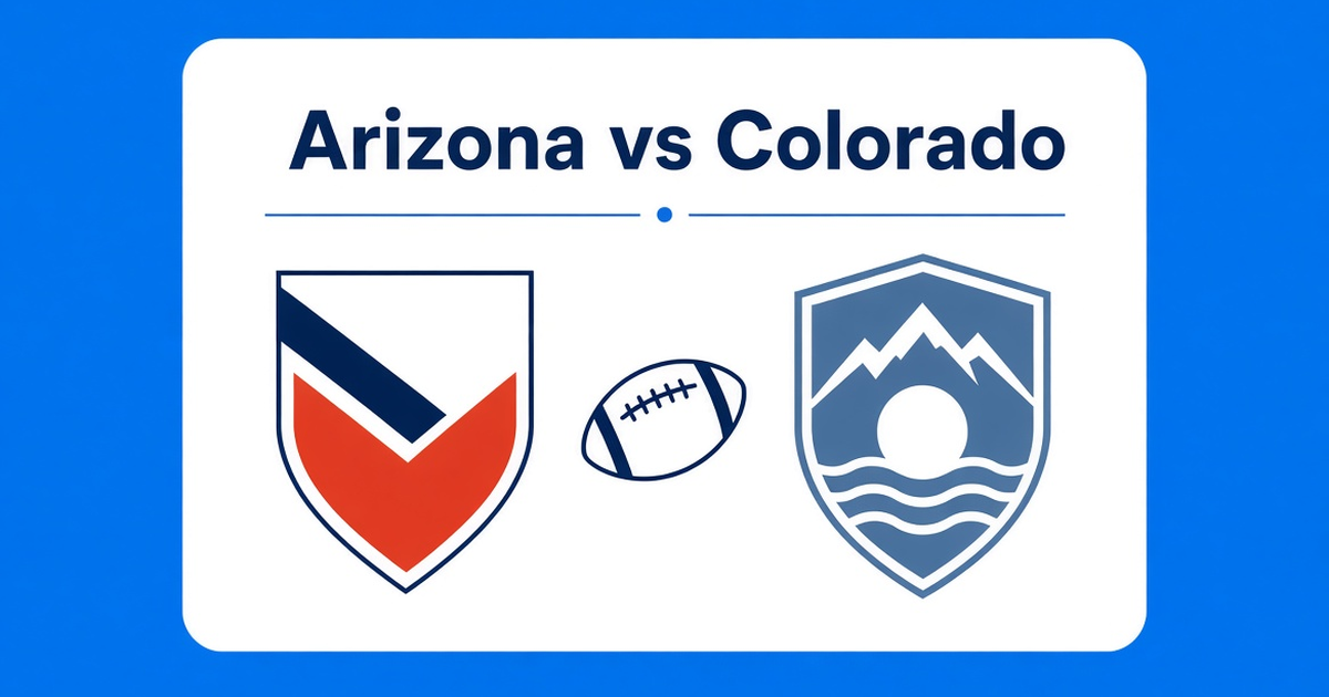 A card labeled Arizona vs Colorado with two shields and a football
