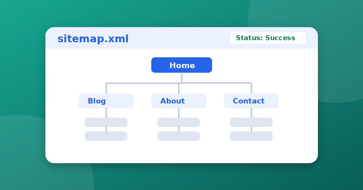 A sitemap tree diagram showing a homepage linked to blog and category pages